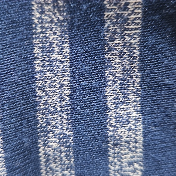 Blue & Gray Striped Long Sleeve Avon Wrap Top w Attached Infinity Scarf size S/M - Picture 7 of 7